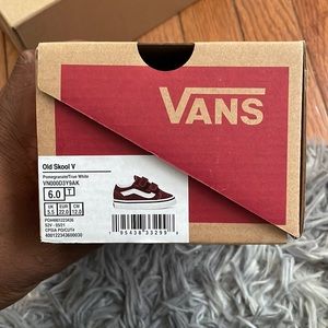 Infant burgundy vans. Great for walking shoes. Need to be cleaned ,but In shape